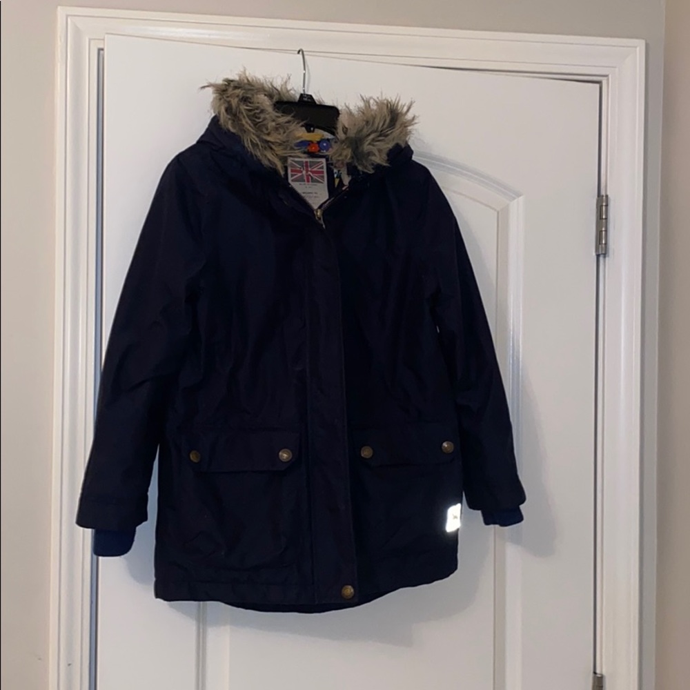 Mini Boden cozy water proof girls blue parka!